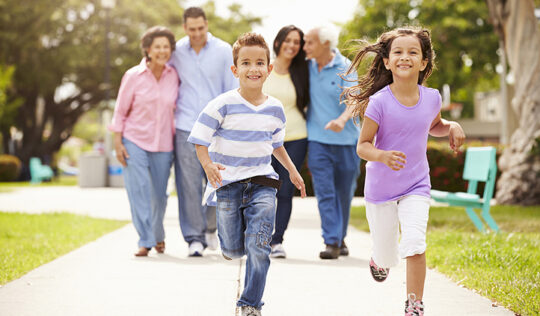 Multi-Generational family in the park experiencing a high quality of life